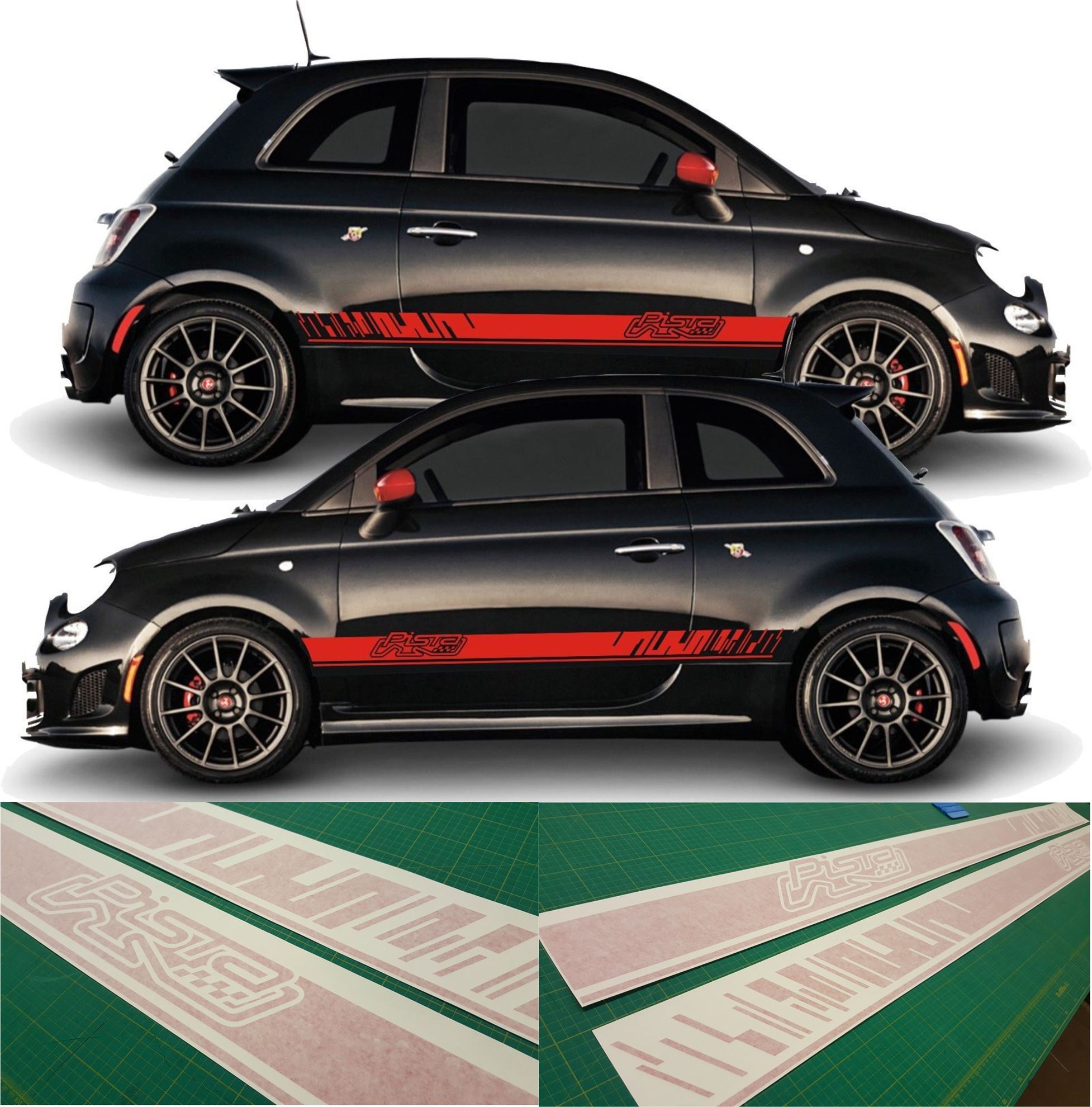 Zen Graphics Fiat 595 Pista Abarth Side Stripes Stickers