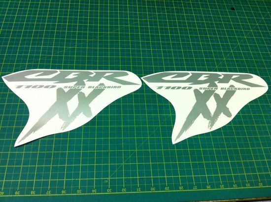 thumbnail interactive-video image 1 of CBR 1100 XX Side Fairing Decals - Custom Graphite & Red Stickers - Vinyl Graphics 1 of 6