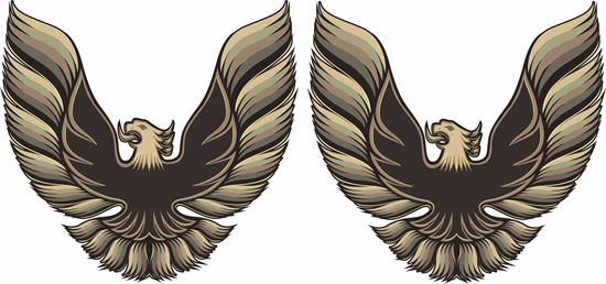 thumbnail image 2 of 42 X 42 Firebird Hood Graphic Decal Sticker For Pontiac Trans Am GOLD BLK 455 2 of 6