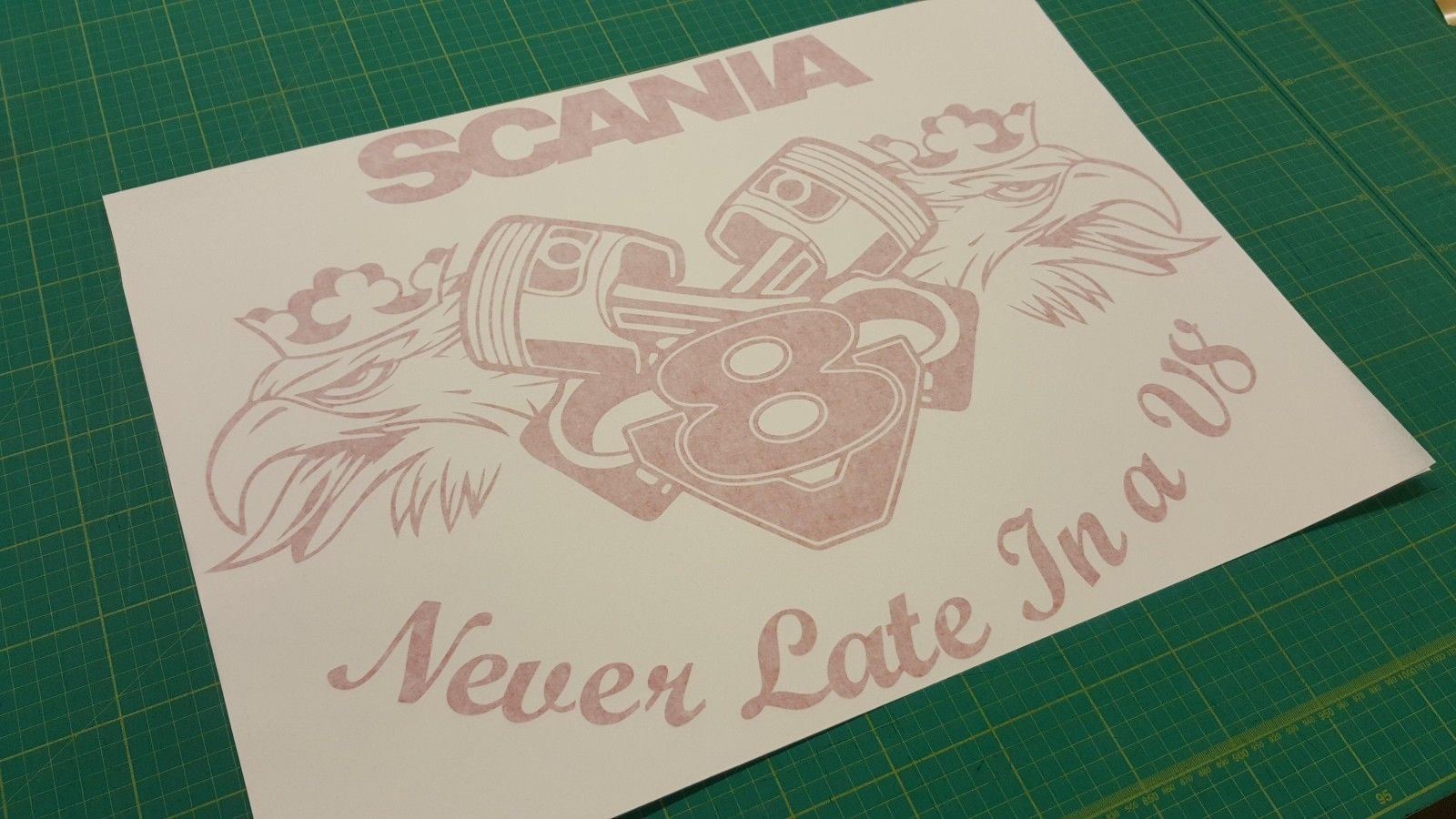 Zen Graphics - Scania Never Late in a V8 rear panel Decal / Sticker