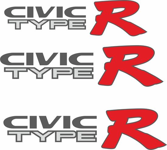 Picture of Honda Civic EK9 Type R side and rear Decals / Stickers for lighter paint