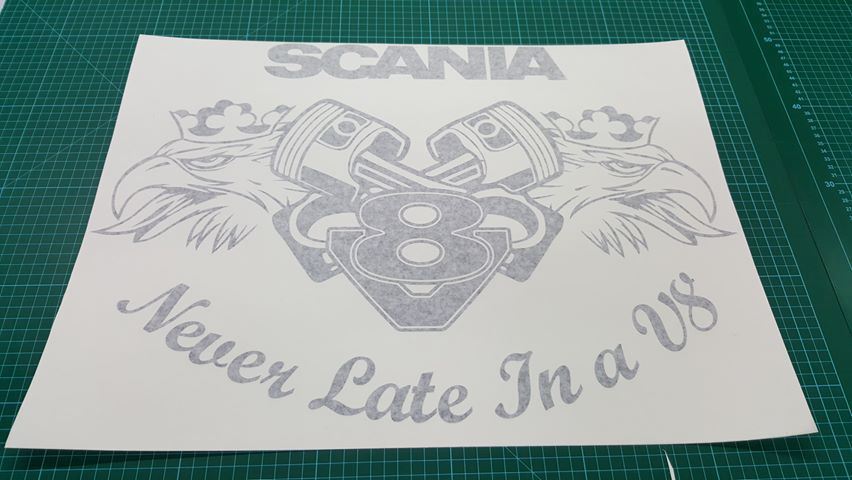 Zen Graphics - Scania Never Late in a V8 rear panel Decal / Sticker