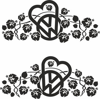 Picture of VW Floral Heart  Decals / Stickers