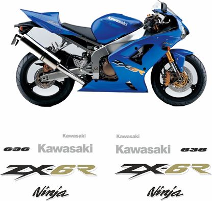 Picture of Kawasaki ZX-6R 636 2003 - 2004 replacement Decals / Stickers