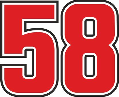 Picture of "58"Marco Simoncelli Track and street race nose cone number Decal / Sticker