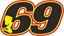 Picture of "69" Track and street race nose cone number Decal / Sticker