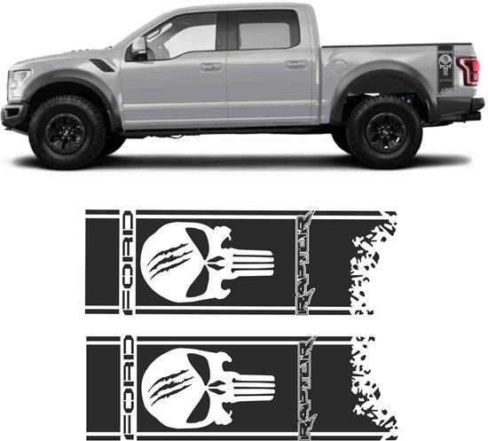 Picture of Ford Raptor F-150 Punisher side bed Decals / Stickers