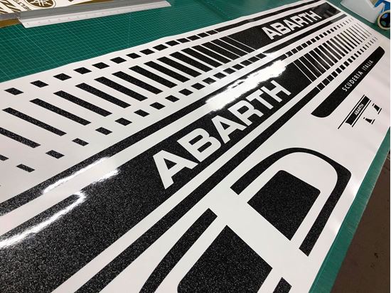 Picture of Fiat  500 / 595 Abarth  side, Dash & Rear Stripes  / Stickers GLITTER BLACK