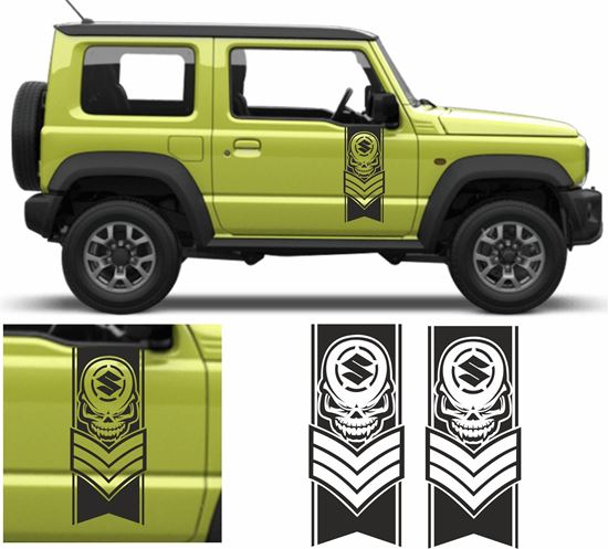 Picture of Jimny Skull Stripes side Door Decals / Stickers