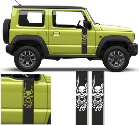 Picture of Jimny Skull Stripes side Door Decals / Stickers