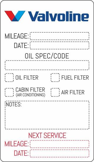 Picture of Valvoline Service / Maintenance Stickers