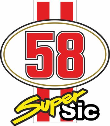 Picture of "58 Super Sic"Marco Simoncelli Track and street race nose cone number Decal / Sticker