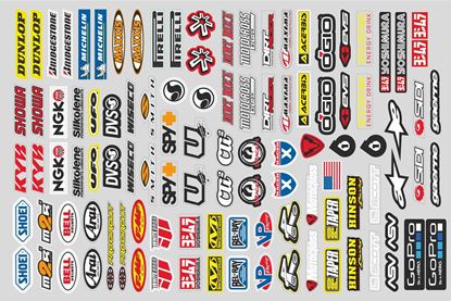 Picture of Mixed Logo Track and street race sponsor LARGE Sticker Sheet