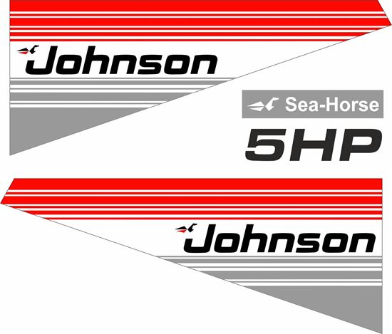 Picture of Johnson 5HP Sea Horse replacement Engine Cover Decals / Stickers