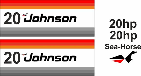 Picture of Johnson 20hp Sea-Horse replacement Engine Cover Decals / Stickers