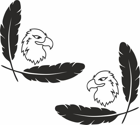 Picture of Eagle & Feathers corner glass Decals / Stickers