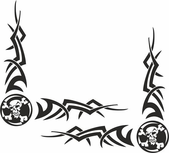 Picture of Skull & Cross Bone corner glass Decals / Stickers