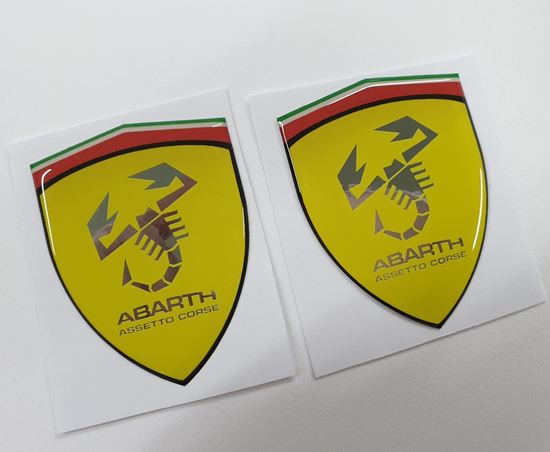 Picture of Fiat Abarth Assetto Corse wing Badges 60mm Chrome Silver