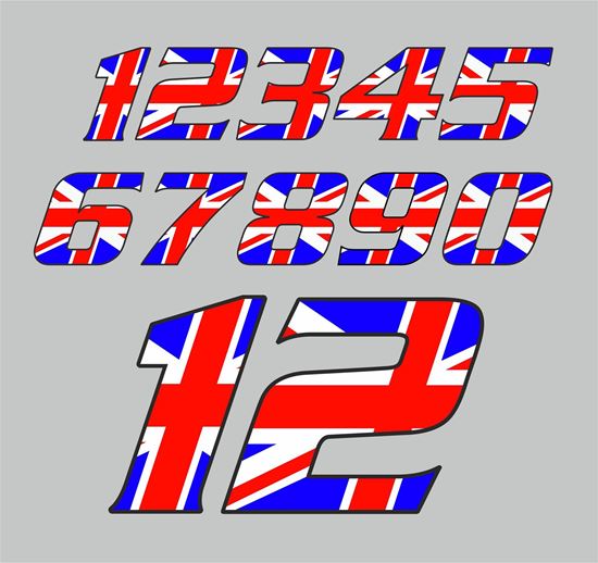 Picture of Track Day Union Jack Door Number Decals  / Stickers