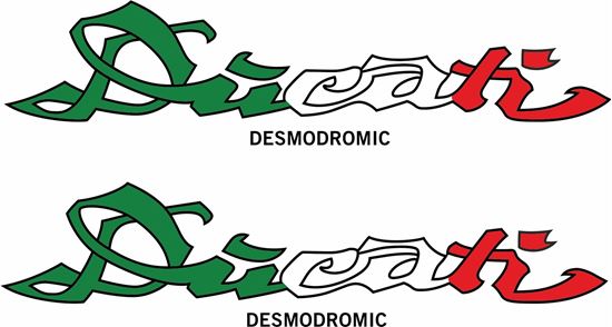 Picture of "Ducati Desmodromic" Tank / Panel  Decals / Stickers