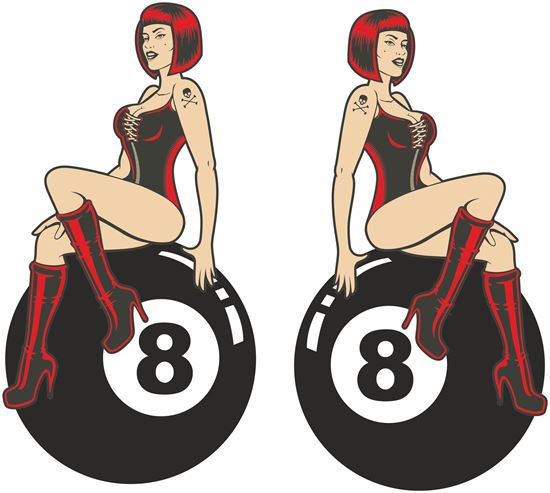 Picture of 8 Ball Glamour Girl Decals / Stickers