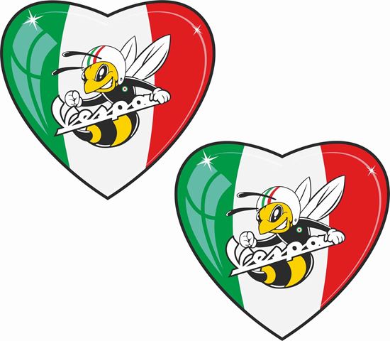 Picture of Vespa Italia Bee Heart Decals / Stickers