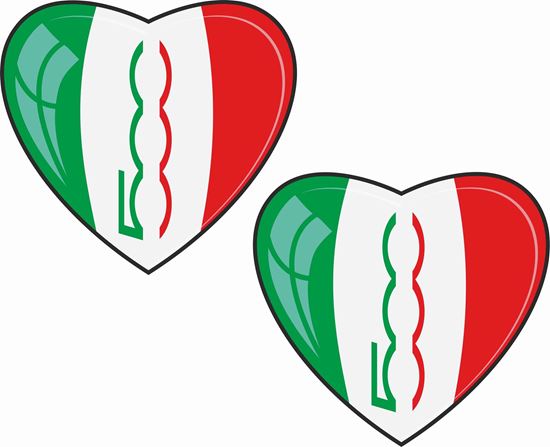 Picture of Fiat 500 Heart Stickers / Decals