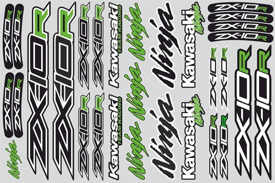 Picture of "Kawasaki ZX-10R"  Track and street race sponsor Sticker Sheet