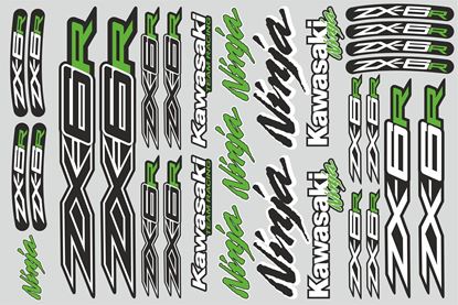 Picture of "Kawasaki ZX-6R"  Track and street race sponsor Sticker Sheet