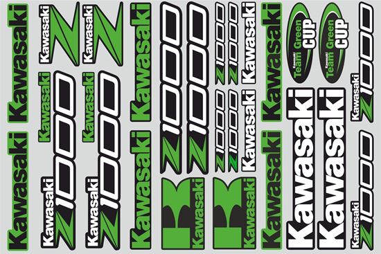 Picture of "Kawasaki Z1000"  Track and street race sponsor Sticker Sheet