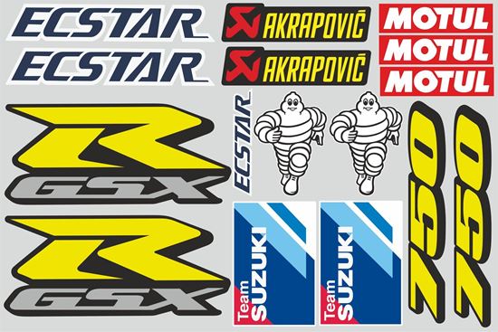 Picture of "Suzuki GSX-R 750" Track and street race sponsor Sticker Sheet