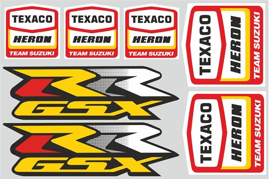 Picture of "Suzuki GSX-RR Texaco Heron" Track and street race sponsor Sticker Sheet