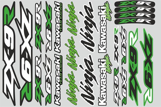 Picture of "Kawasaki ZX-9R"  Track and street race sponsor Sticker Sheet