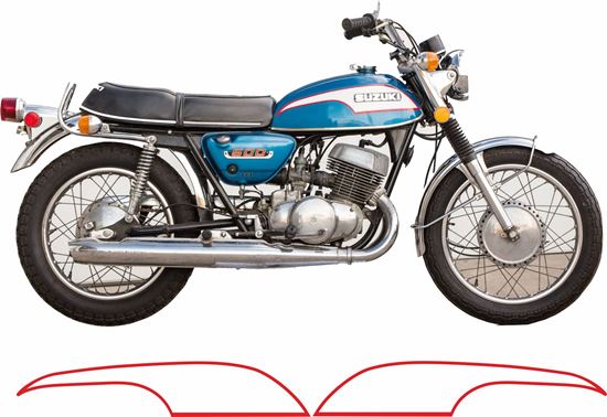 Picture of Suzuki T500K 1973 replacement Tank Decals / Stickers