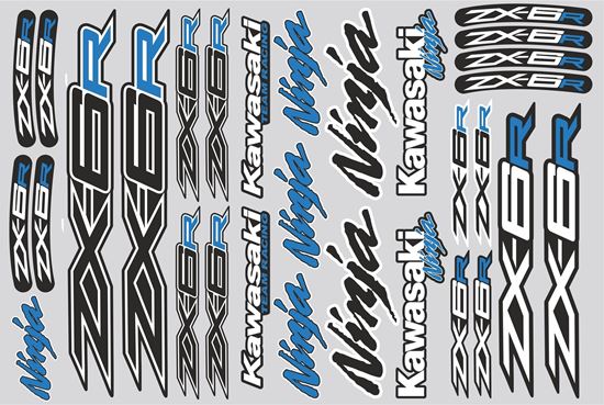 Picture of "Kawasaki ZX-6R"  Track and street race sponsor Sticker Sheet