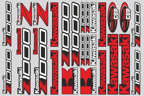 Picture of "Kawasaki Z1000"  Track and street race sponsor Sticker Sheet