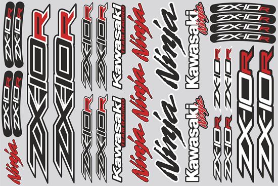 Picture of "Kawasaki ZX-10R"  Track and street race sponsor Sticker Sheet