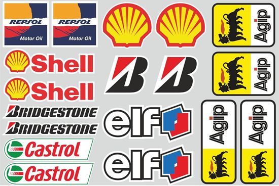 Picture of Mixed Logo Track and street race sponsor Sticker Sheet