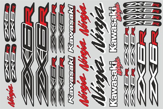 Picture of "Kawasaki ZX-6R"  Track and street race sponsor Sticker Sheet