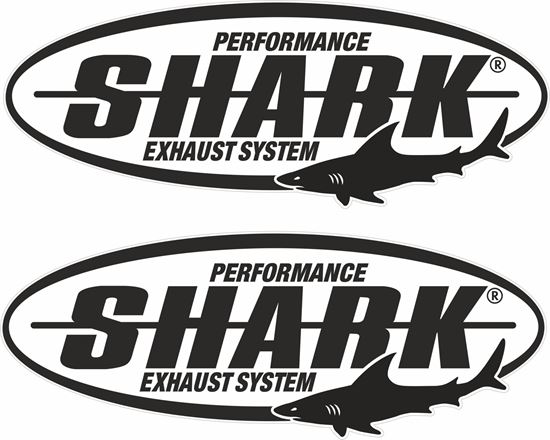 Picture of "Shark Exhaust System"  Track and street race sponsor Decals / Stickers