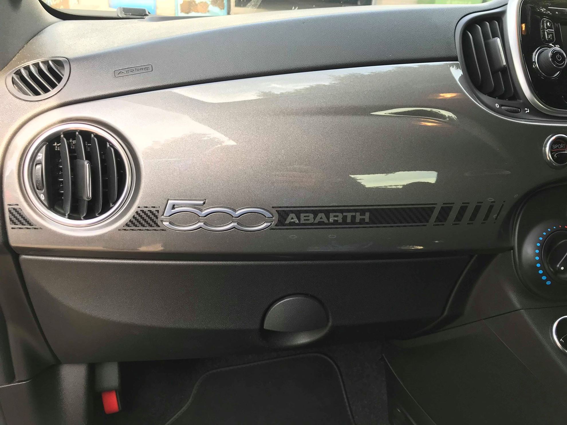 Zen Graphics Fiat 595 Abarth Dash & side Stripes / Stickers CARBON FIBRE