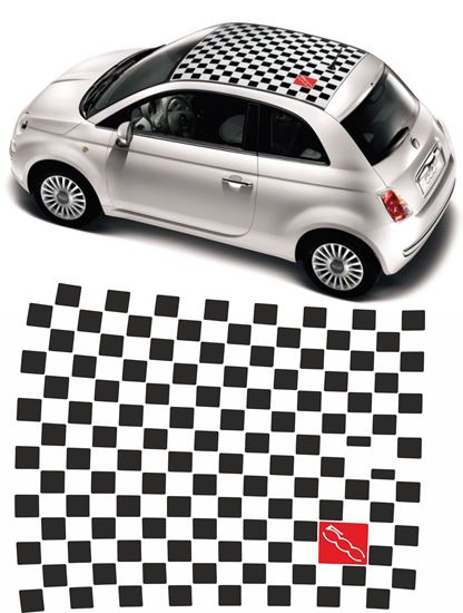 Picture of Fiat 500 Tetto A Scacchi Con Numero 500 Roof  Decals / Stickers FACTORY FIT