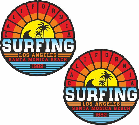 Picture of Surfing Santa Monica Decals / Stickers