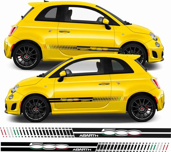 Zen Graphics Fiat 500 595 Abarth Italia Flag Side Stripes Stickers