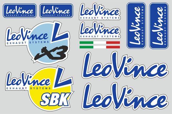 Picture of "Leo Vince Exhaust Systems"  Track and street race sponsor Sticker Sheet