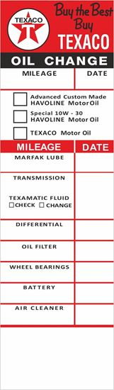 Picture of Texaco Classic Service / Maintenance Stickers