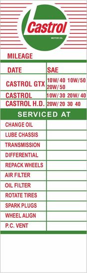 Picture of Castrol Classic Service / Maintenance Stickers