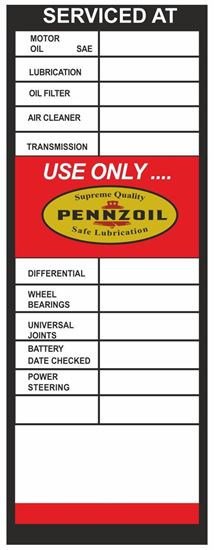 Picture of Pennzoil Service / Maintenance Stickers