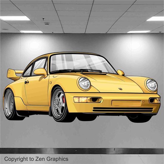 Picture of Porsche 964 RS Wall Art sticker (full colour)