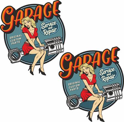 Picture of Vintage Garage Service & Repair Decals / Stickers